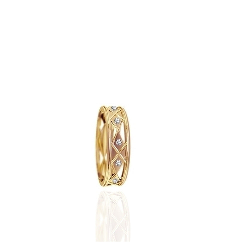 Ladies Flush Set Yellow Gold Wedding Band