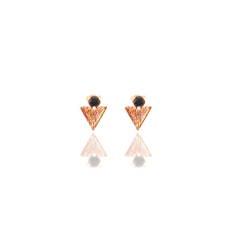 Yellow Gold Vermeil Reticulated Tri- Studs with Black Diamond