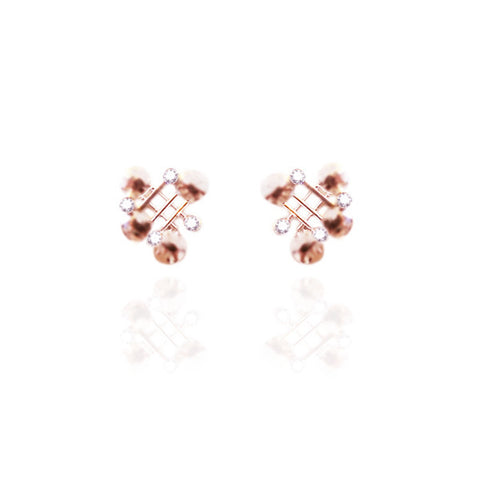 Yellow Gold Vermeil Stud Earrings with White Topaz