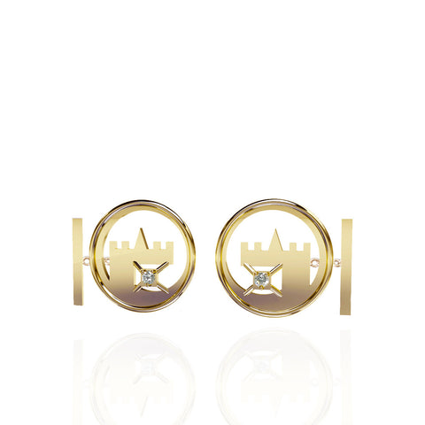 Yellow Gold Vermeil Cufflinks with White Topaz