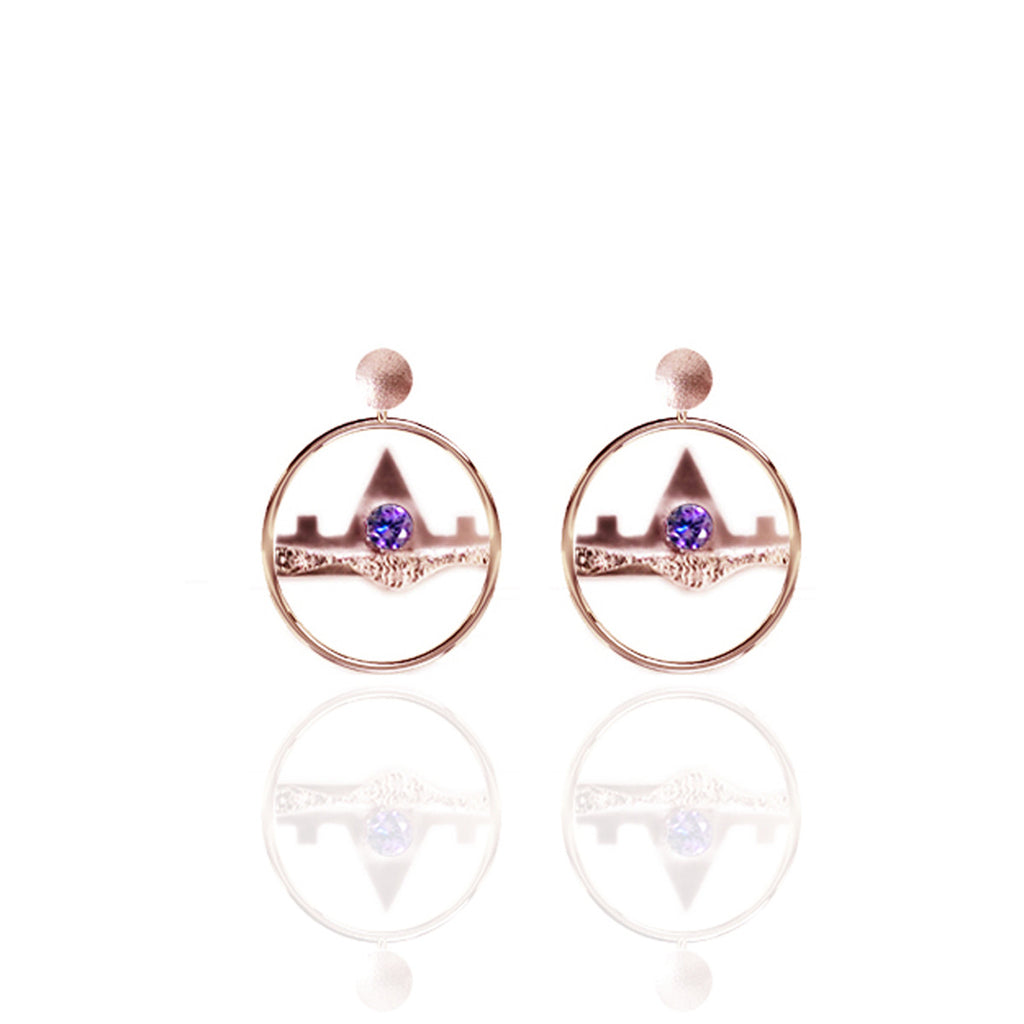 Small Yellow Gold Vermeil Drop Earrings with Amethyst