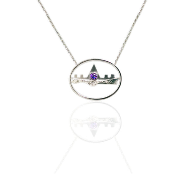 Sterling Silver Horizontal Necklace with Amethyst