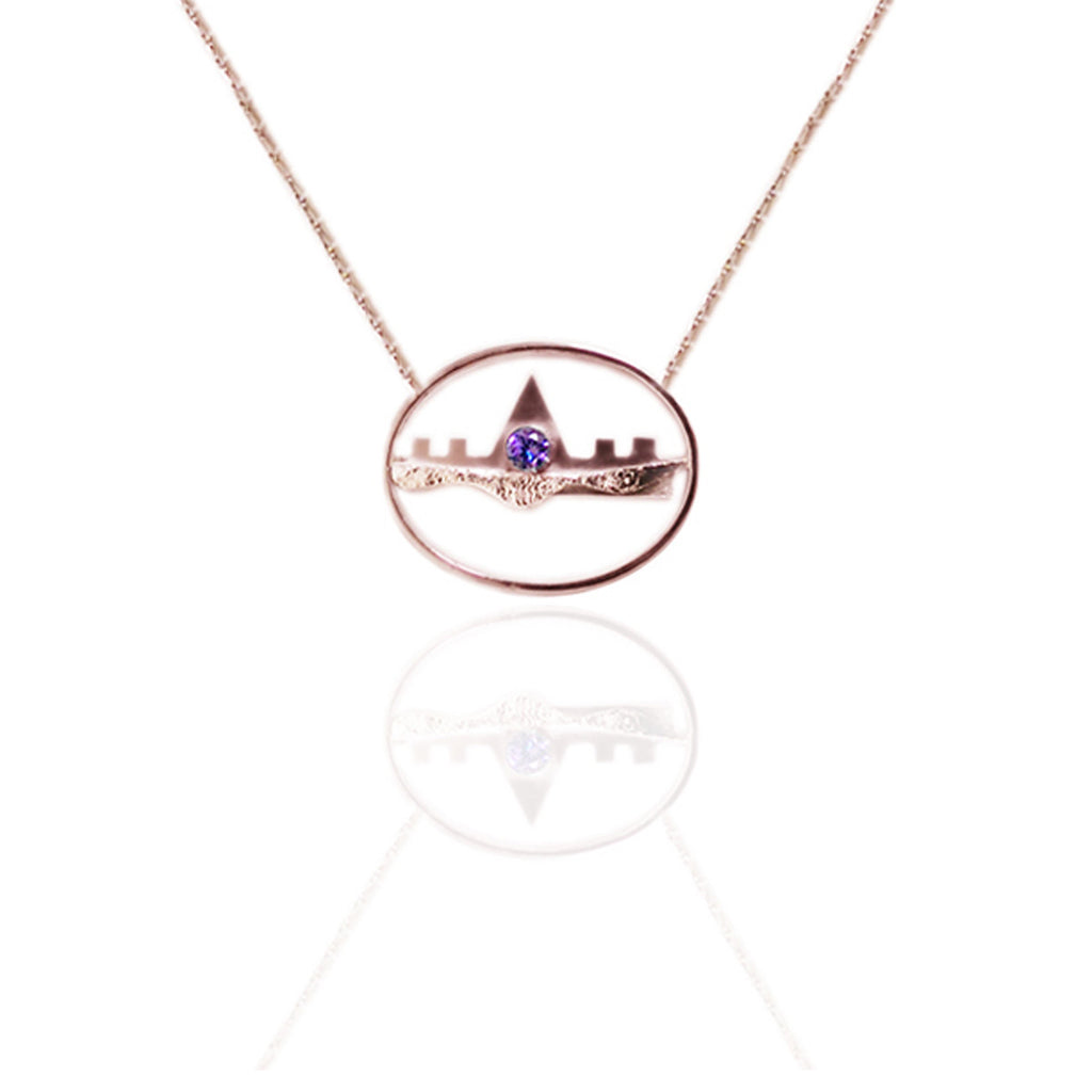 Yellow Gold Vermeil Horizontal Necklace with Amethyst