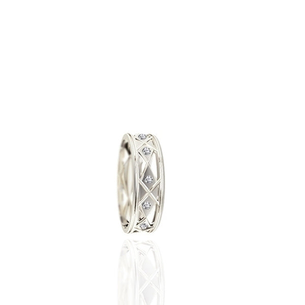 Gents Flush Set White Gold Wedding Band