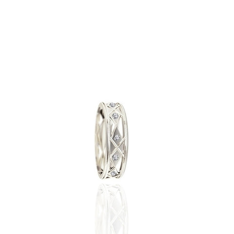 Ladies Flush Set White Gold Wedding Band