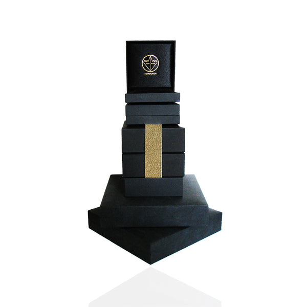 Rock Studded Yellow Gold Vermeil Reticulated Tri- Studs with Black Diamond