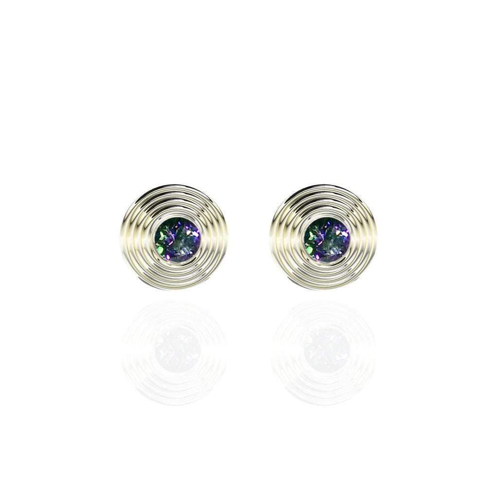 Sterling Silver Round Mystical Topaz Earrings