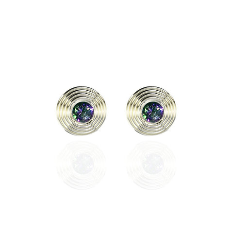 Sterling Silver Round Mystical Topaz Earrings