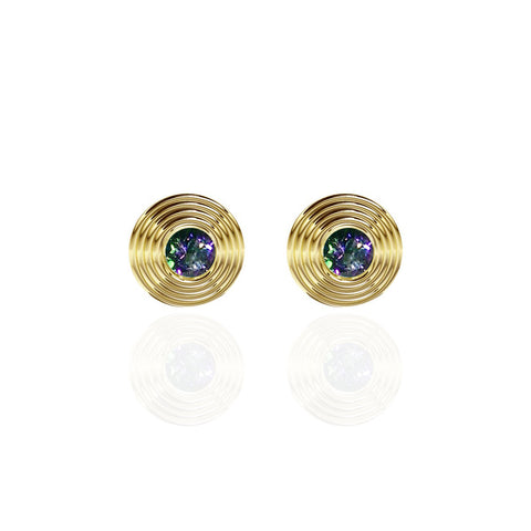 Yellow Gold Vermeil Round Mystical Topaz Earrings