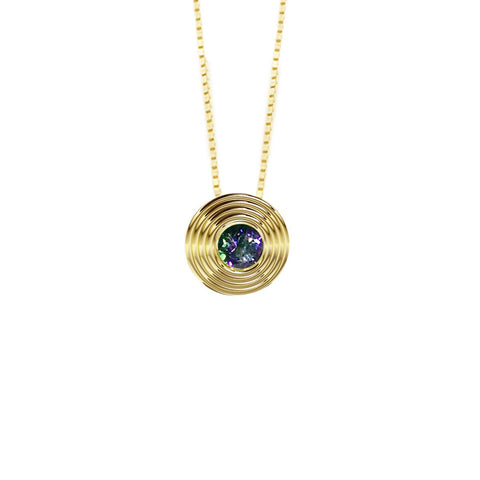 Yellow Gold Vermeil Round Mystical Topaz Pendant