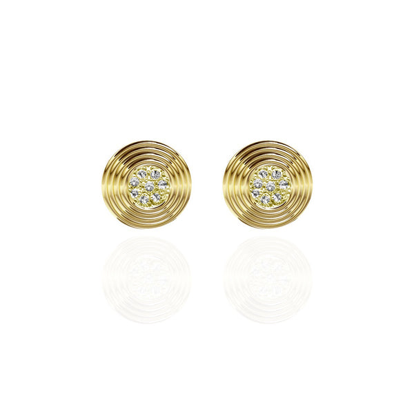 LUX Yellow Gold Vermeil Round Pave Set Sapphire Earrings