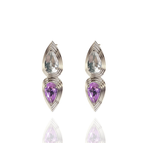 Sterling Silver Double Pear Stud Earrings