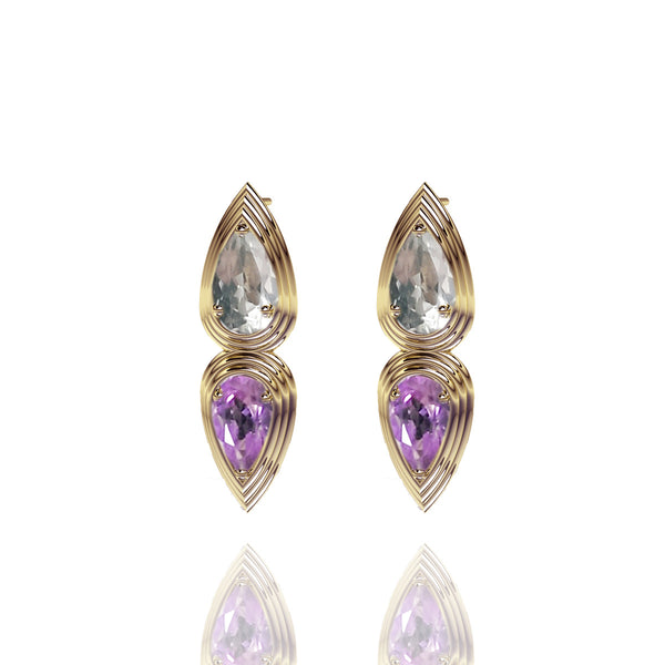 Yellow Gold Vermeil Double Pear Stud Earrings