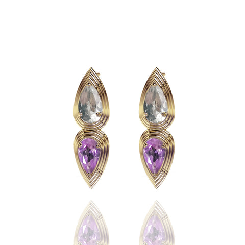 Yellow Gold Vermeil Double Pear Stud Earrings