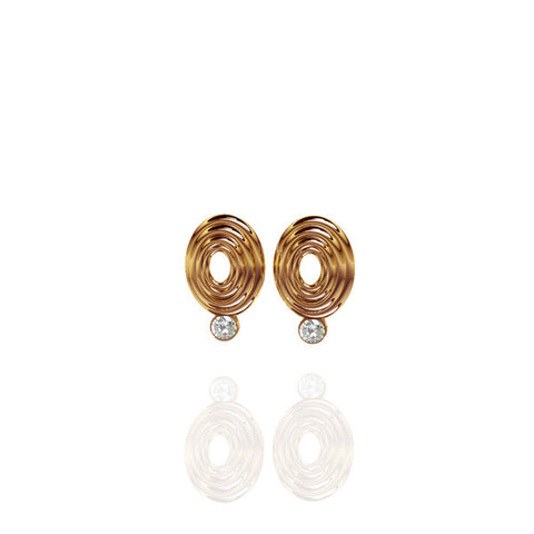 Yellow Gold Vermeil Oval Sapphire Earrings