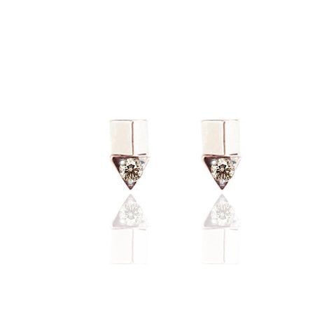 Rock Studded Sterling Silver Tri-Sculpt Studs