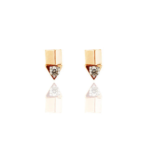 Rock Studded Yellow Gold Vermeil Tri-Sculpt Studs