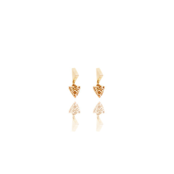 Yellow Gold Vermeil Spike Studs with Reticulated Heart