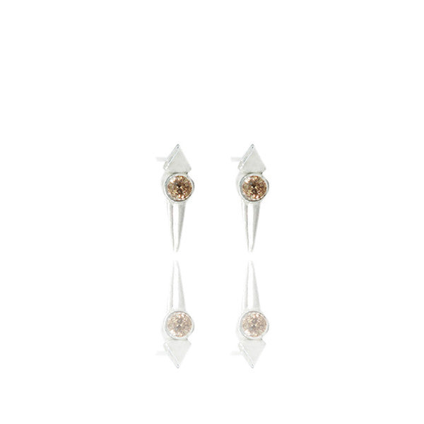 Sterling Silver Micro Spike Studs with Champagne Diamonds