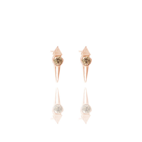 Yellow Gold Vermeil Micro Spike Studs with Champagne Diamonds