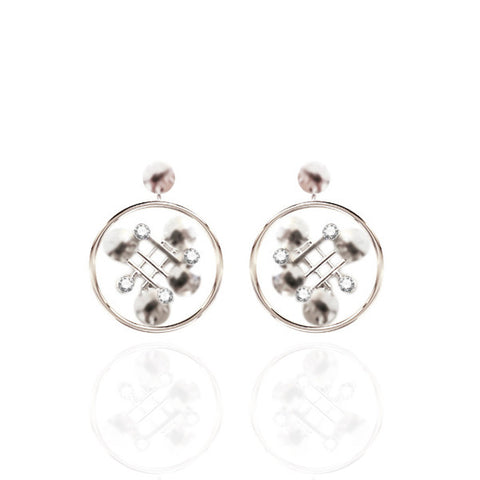 Sterling Silver Drop Earrings with White Topaz