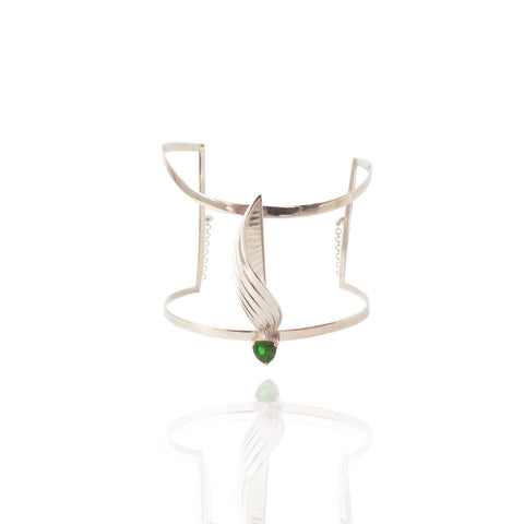 Sterling Silver Cuff with Hard Mass Green Emerald