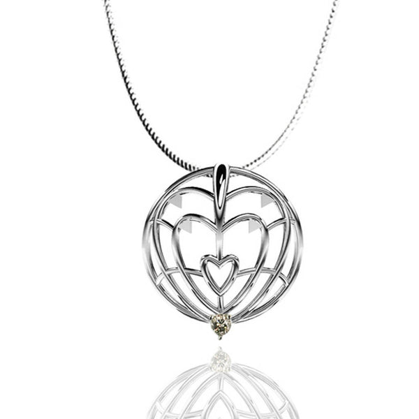 Sterling Silver Spike Pendant with Champagne Diamonds