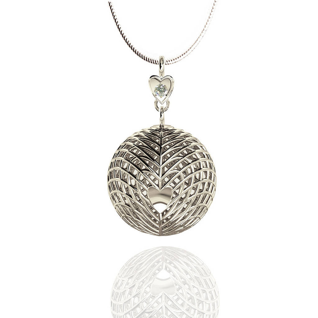 Sterling Silver Heart Diamond Drop Pendant