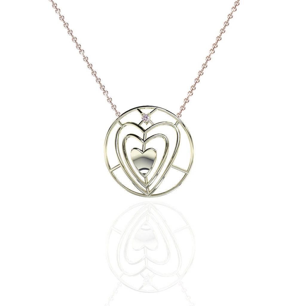 Everlasting Love Sterling Silver Sweetheart Necklace with White Sapphire